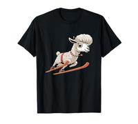 Funny Llama On Skis Snow Adventure Alpine Mountain T-Shirt