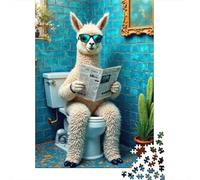 Funny Llama Reading Jigsaw Puzzles for Adults: Llama on Toilet Reading Educational Games for The Whole Family Women 52x38cm/1000pcs