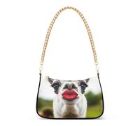 Funny Llama Red Lips Clutch Handbags Womens One Shoulder Purses Evening Bags Purse Zipper Closure Chain Strap