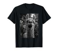 Funny Llama Selfie with Spooky Scarecrows Halloween Animal T-Shirt