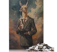 Funny Llama Suit Coffee Puzzles 500 Pieces for Teenagers Gifts Puzzle Jigsaws for Adults for Adults 500pcs (52x38cm)