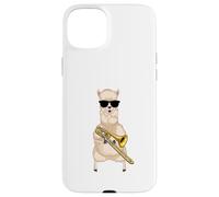 Funny Llama Wearing Sunglasses Playing Bass Trombone Case for iPhone 15 Plus