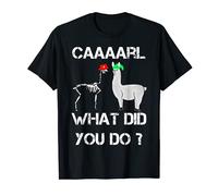 funny llama with hats - Halloween Edit. carl what did you do T-Shirt