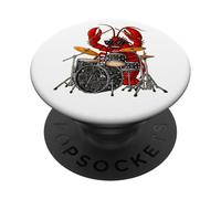 Funny Lobster s Drummer Design s Music Band Cartoon PopSockets Adhesive PopGrip
