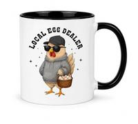 Funny Local Egg Dealer Chicken Mug, Ceramic Coffee Cup, Novelty Farmer Gift | Humorous two-tone ceramic mug, Microwave & dishwasher safe, shock-proof, Funny present for backyard chicken Lovers & Farmers