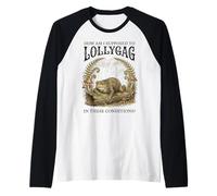Funny Lollygag Toad Meme Vintage Cottagecore Aesthetic Raglan Baseball Tee