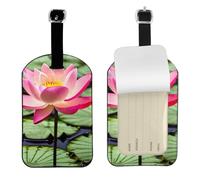 Funny Lotus Flower Print Leatherette Luggage Tag with Secure Strap,Colorful Suitcase Identifier for Travel