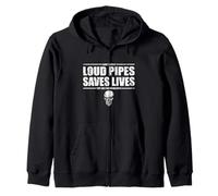 Funny Loud Pipes Saves Lives Biker Humor Zip Hoodie