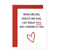 Funny Love Card for Him - Get Wet - Cheeky Anniversary Card for Men, Husband, Boyfriend, Spouse, Partner, Ladies, Babe, Other Haf, Hun, Darling - Playful Valentines Day -Comes with Fun Stickers