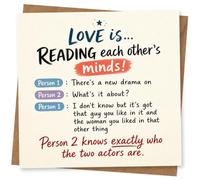 Funny Love Card for Partner, Romantic Relationship with Reading Each Other’s Minds Pun, Couple for Anniversary or Valentine’s Day