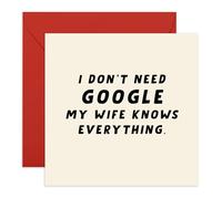 Funny Love Card for Wife - My Wife Knows Everything - Humorous Greeting Card for Her, Partner, Spouse, Couple, Babe - Celebrate Love and Marriage - Comes with Fun Stickers