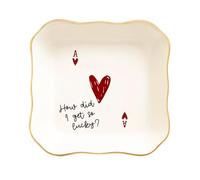 Funny Love Jewelry Dish with Heart Playing Card - “How Did I Get So Lucky?” Romantic Trinket Dish for Couples - Cute Anniversary, Valentine’s Day, Wedding Gift for Wife, Husband, Girlfriend, Boyfriend