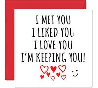 Funny Love You Anniversary Card - I Met Liked Love Keeping You - Valentine's Day Cards for Girlfriend Boyfriend Couple, 145mm Greeting Cards, Birthday Valentines Husband Wife Partner Gay LGBT
