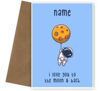 Funny Love You Cards for Husband, Wife, Boyfriend or Girlfriend. I Love You to the Moon and Back Card for Anniversary, Birthday, Christmas