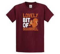Funny Lovely Bit of Squirrel Cute Animal Lover Nature-Inspired Wildlife T-Shirt(Wine, XL)