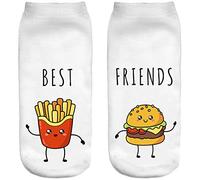 Ferocity Funny Low Ankle Socks Men's Women's Boys Girls 3D Printed Unisex Fashion Socks sweet love Best Friends 2 [001]
