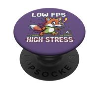 Funny Low FPS High Stress Gaming Fox Pixel Art Design PopSockets Adhesive PopGrip