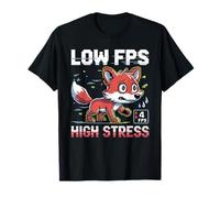 Funny Low FPS High Stress Gaming Fox Pixel Art Design T-Shirt