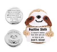 Funny Lucky Charm Sloth Pocket Hug Gifts with Positive Kart Handmade Crochet Doll Emotional Support Sloth Creative Knitting Wool Positive Sloth Lucky Charm Courage Gift