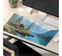 Funny Lunch Mouse Pad Peaceful Cabin By The Lake With Canoes Mouse Pad Funny Mousepads Desk Pads