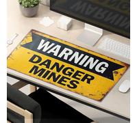 Funny Lunch Mouse Pad Warning: Danger Mines Ahead Mouse Pad Funny Mousepads Desk Pads