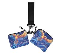 Funny Macaw Golden Flash Flying Parrot Women's Coin Pouches Card Holder Cute Fashion Zipper Cash Coin Purse with Keychain for Ladies 2 Pcs, Funny Macaw Golden flash flying parrot, One Size, Casual