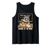 Funny Made It to May Raccoon Meme Teacher Last Day of School Tank Top