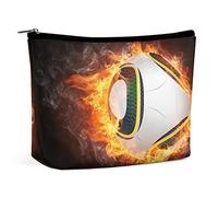 Funny Magic Football Makeup Bag Travel Makeup Bag,PU Leather Makeup Pouch,Cosmetic Bag for Purse,Portable Toiletry Bag,Indoor Makeup Bags for Women