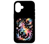 Funny Magical Creatures Watercolor Splatter Abstract Case for iPhone 16