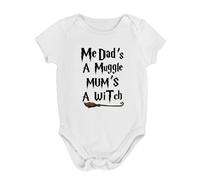 Funny Magical World Cute Baby Bodysuit - Unisex - 6-12 Months - White - Cute Wizard Magical Family Unisex Newborn Vest Romper - Baby Gift Idea For Him Her