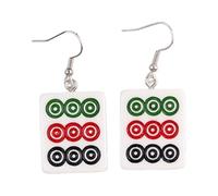 Funny Mahjong Earrings Resin Chinese Mahjong Dangle Earrings Creative Play Gambling Drop Earring for Women, Zinc Acrylic, No Gemstone