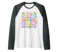 Funny Mahjong Love Playing Chinese Game Mahjong Beaded Tiles Raglan Baseball Tee