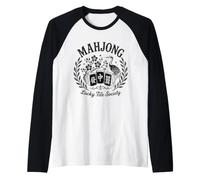 Funny Mahjong Love Playing Chinese Game Mahjong Beaded Tiles Raglan Baseball Tee