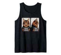 Funny Maine Coon Mugshot Serial Shredder Bad Cat Kitty Owner Tank Top