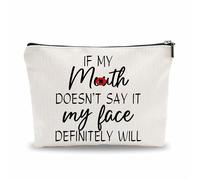 Funny Make Up Bag, If My Mouth Doesn't Say It, My Face Definitely Will Cosmetic Bag, Sarcastic Toiletry Bag, Gift For Women, Coworker, Women Accessories - A07, multi-colored