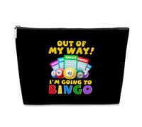 Funny Makeup Bag for Bingo Players, Out of My Way I'm Going to Bingo Gift, Lucky Bingo Money Game or Casino Gambling Lover or Gambler Gifts for Birthday Christmas Women, PU, Colorful