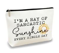 Funny Makeup Bag Sarcastic Cosmetic Pouch I'm A Ray of Sarcastic Sunshine Every Single Day Durable Canvas Beauty Bag to Travel Daily Use Cute Bags for Friend Mom Coworker Boss 10.0x7.0 Inches
