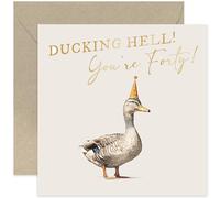 Funny Male 40th Birthday Cards for Men - Age 40 Years Old - Rude Joke Birthday Card for Him Her - Women Fortieth Birthday Cards - Ducking Hell - Brother, Sister, Friend | Blank Inside