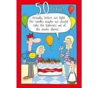 Funny Male 50th Birthday Card for Him - Age 50 - Humorous Candles on Cake Design - Special Finishes - Made in the UK - Eco-Friendly