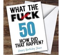 Funny Male 50th Birthday Card Personalised What The Fck | Custom Card Personalised Cards, For Anyone, For Him, Funny, Milestone Birthdays, Birthday, 50th
