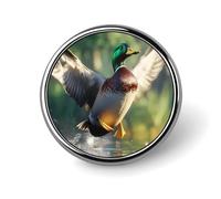 Funny Mallard Duck Round Brooches And Pins for Women 1" Men Lapel Pin for Hat Bag Backpack Decor