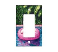 Funny Maltese Dog Switch Cover Wall Plate 1 Gang Single Rocker, Summer Pixel Art Chien Electrical Faceplate for Bedroom Bathroom Decor, Puppy Standard Size Switchplate