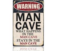 Funny Man Cave Sign Man Cave Decor For Men Garage Tin Signs Gifts Mancave Home Bar Wall Art Warning What Happens In The ManCave Stays Cool Furniture 8x12 Inch