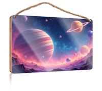 Funny Man Cave Signs Colorful Planets in The Alien Sky Wooden Sign Outdoor Signs and Decor Fall Wall Decor(23X35CM)