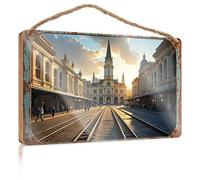 Funny Man Cave Signs Sunset At The Historic Train Station With Clock Tower Wooded Sign Decor For Bedroom Front Porch Decor Farmhouse(20X30CM)