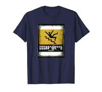 Funny Man Falling Down Stairs Sign T-Shirt, Men, Navy Blue, 3X-Large