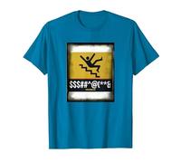 Funny Man Falling Down Stairs Sign T-Shirt, Men, Sapphire Blue, 3X-Large