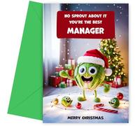 Funny Manager Christmas Card - No Sprout - Humorous Xmas Cards for Men - Perfect Holiday Christmas Card for Manager with Funny Words - 7x5" - Blank Inside