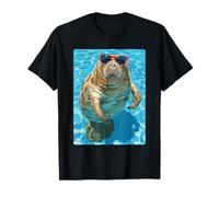 Funny Manatee with Sunglasses Cool Summer Animal Swimming T-Shirt