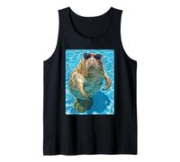 Funny Manatee with Sunglasses Cool Summer Animal Swimming Tank Top